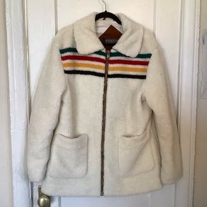 Pendleton Sherpa fleece striped coat - large - warm and cozy!